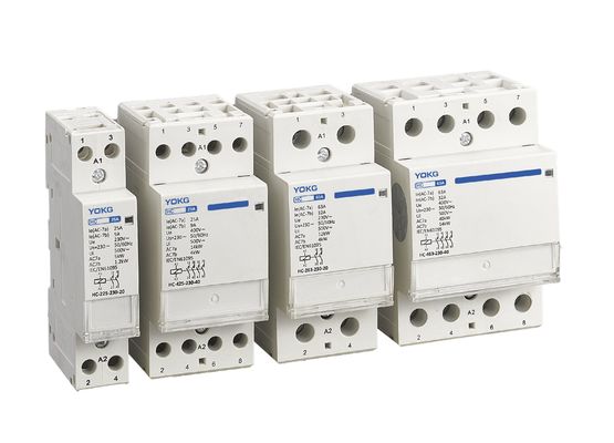 คุณภาพ  3 Mini Modular Din Rail Mounted Contactor 2 Pole 25A 63A Household 4 Pole โรงงาน